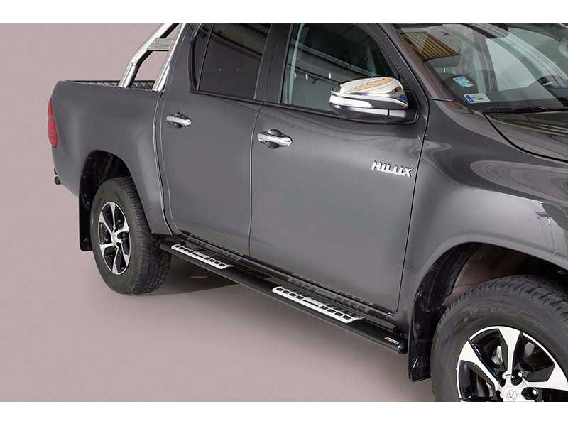 Marche Pieds Toyota Hilux Revo 2016+ DC Inoxydable Noir DSP Marche Pieds Toyota Hilux Revo 2016+ DC Inoxydable Noir DSP