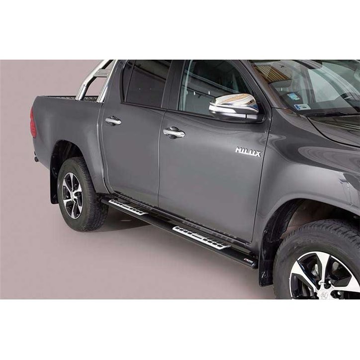 Marche Pieds Toyota Hilux Revo 2016+ DC Inoxydable Noir DSP