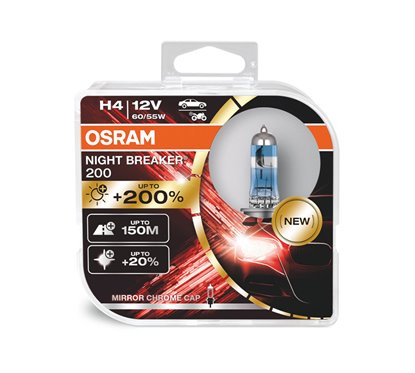Kit 2 Lamps H4 12V 60/55W OSRAM Night Beaker® 200 HCB
