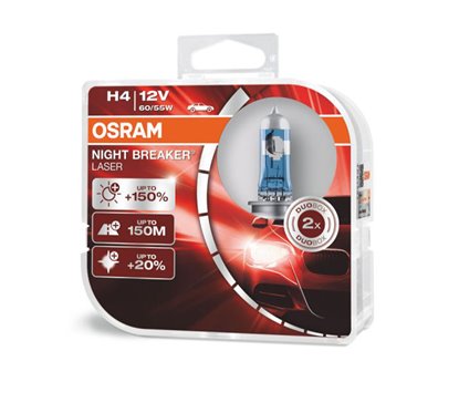 Kit 2 Lámparas H4 12V 60/55W OSRAM Night Beaker® Laser HCB