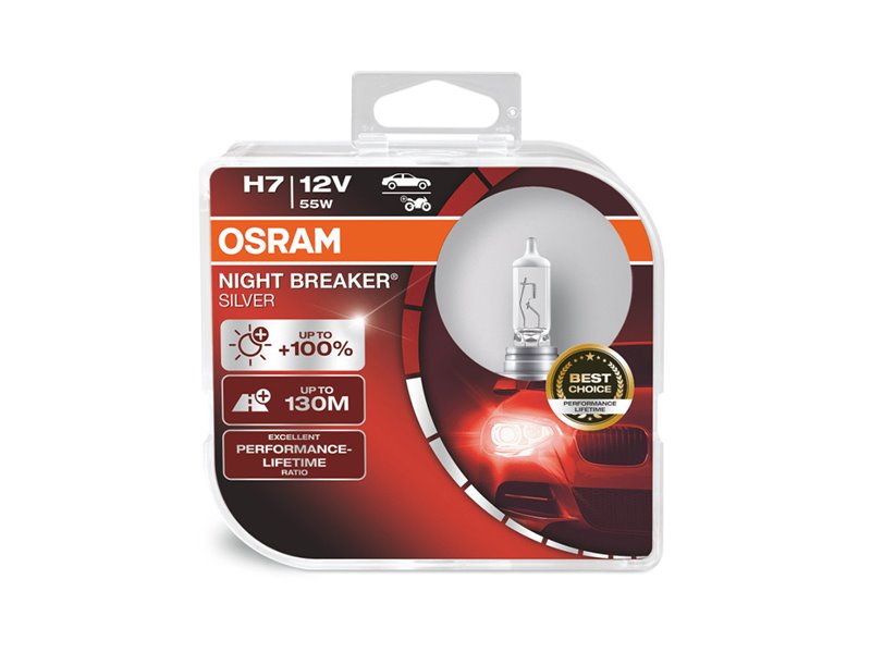 Kit 2 Lâmpadas H7 12V/55W OSRAM Night Beaker® Silver HCB Kit 2 Lâmpadas H7 12V/55W OSRAM Night Beaker® Silver HCB