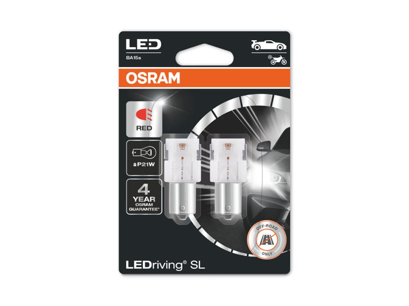 Kit 2 LED Lamps P21W 12V/1.4W OSRAM LEDriving® SL RED