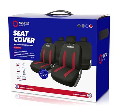 Kit Coberturas Banco Sparco Sabbia Preto/Vermelho 