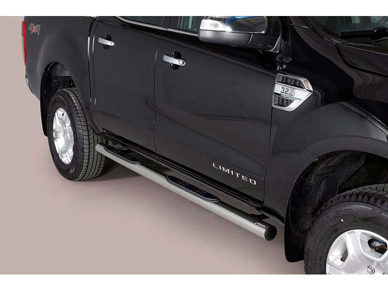 Estribos Ford Ranger CD 16-22 Inox Tubo 76MM Estribos Ford Ranger CD 16-22 Inox Tubo 76MM