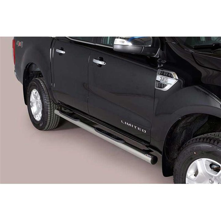 Estribos Ford Ranger CD 16-22 Inox Tubo 76MM