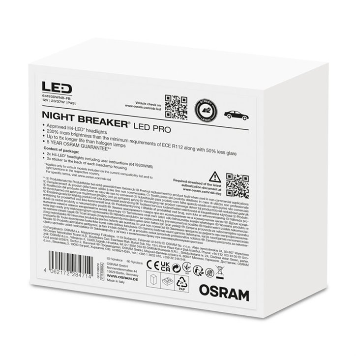 KIT LED N-BREAKER H4 12V 27/23W 6000K LEG OSRAM