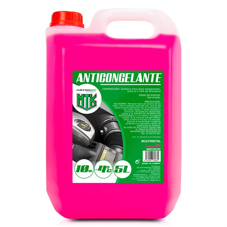 Anticongelante 5L MOTORKIT 10% Rosa OAT - Protección -4°C