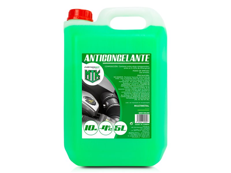 Anticongelante 5L MOTORKIT 10% Verde OAT - Protección -4°C