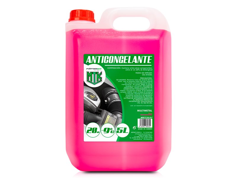 Anticongelante 5L MOTORKIT 20% Rosa OAT - Protección -9°C