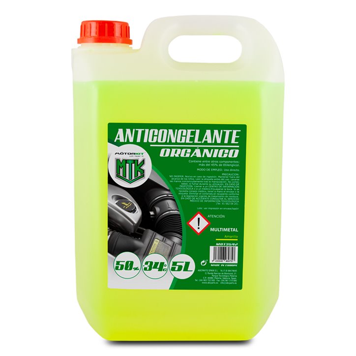 Antigel 5L MOTORKIT 50% Jaune OAT - Protection -34°C