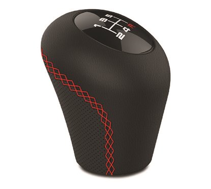 Pomo Sport Corto Piel Negro/Rojo