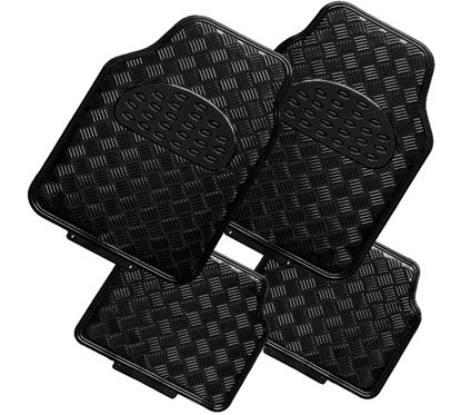 Juego 4 Alfombras PVC Aluminio Negro
