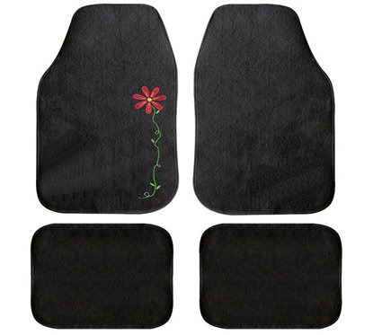 Juego 4 Alfombras Moqueta Flowers