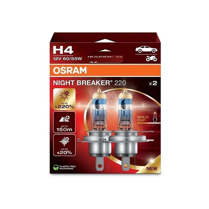 Kit 2 Lamps H4 12V 60/55W OSRAM Night Beaker® 220 HB
