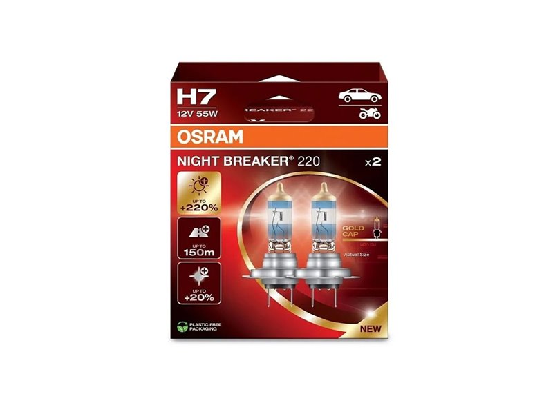 Kit 2 Lâmpadas H7 12V/55W OSRAM Night Beaker® 220 HB Kit 2 Lâmpadas H7 12V/55W OSRAM Night Beaker® 220 HB