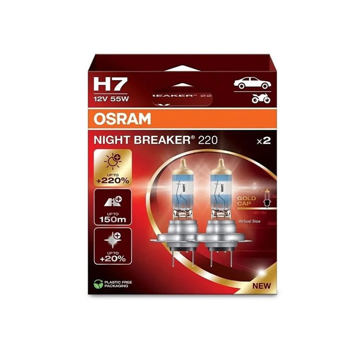 Kit 2 Lâmpadas H7 12V/55W OSRAM Night Beaker® 200 HB