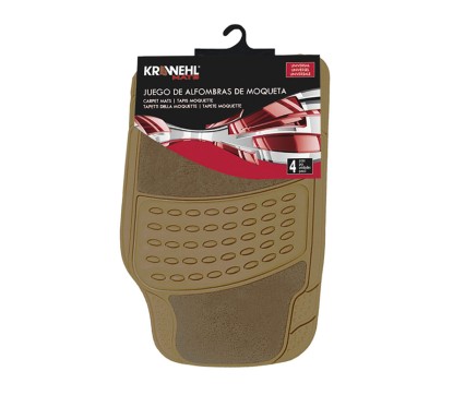 Set of 4 Rubber & Carpet Mat - PARIS - Beige