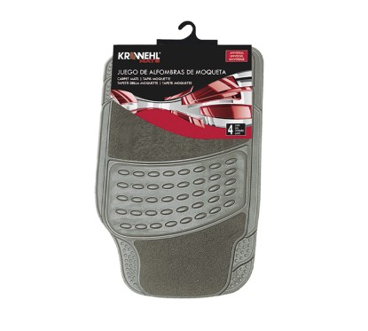 Set of 4 Rubber & Carpet Mat - PARIS - Gray