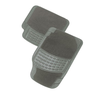 Set of 4 Rubber & Carpet Mat - PARIS - Gray