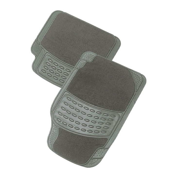 Set of 4 Rubber & Carpet Mat - PARIS - Gray