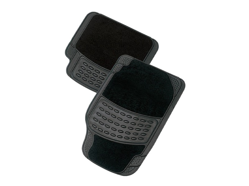 Set of 4 Rubber & Carpet Mat - PARIS - Black Set of 4 Rubber & Carpet Mat - PARIS - Black