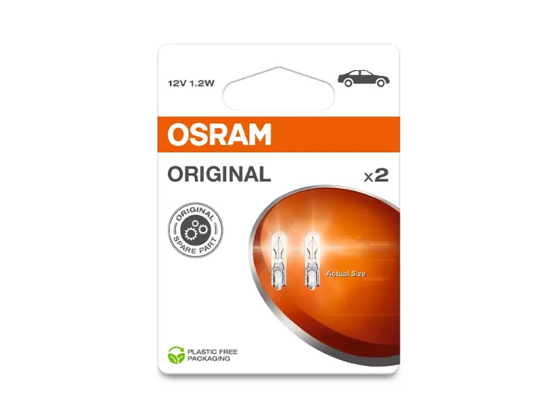 Kit 2 Lampes W2x4.6d 12V/1.2W OSRAM Original Line® Blister Kit 2 Lampes W2x4.6d 12V/1.2W OSRAM Original Line® Blister