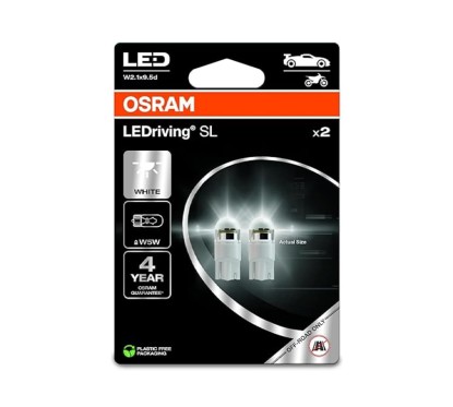 Kit 2 Lâmpadas LED W5W 12V/1W OSRAM LEDriving® SL WHITE Blister
