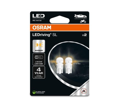Kit 2 Lâmpadas LED W5W 12V/1W OSRAM LEDriving® SL YELLOW Blister