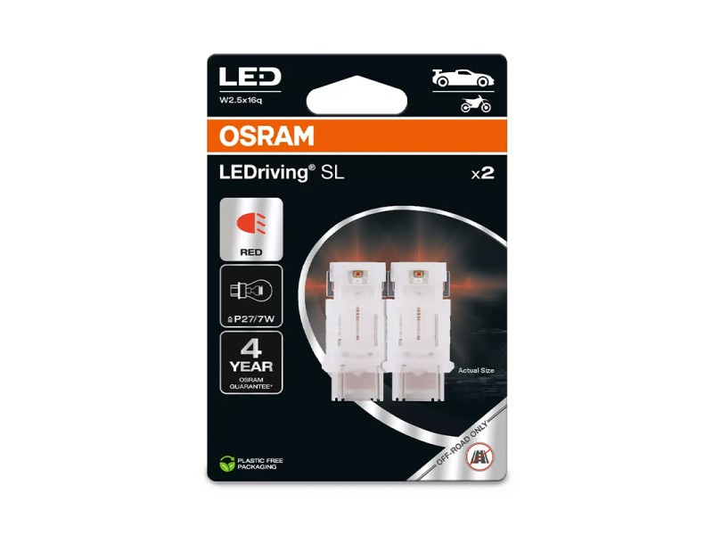 Kit 2 Lampes LED P27/7W 12V/1.7W OSRAM LEDriving® SL RED Blister Kit 2 Lampes LED P27/7W 12V/1.7W OSRAM LEDriving® SL RED Blister