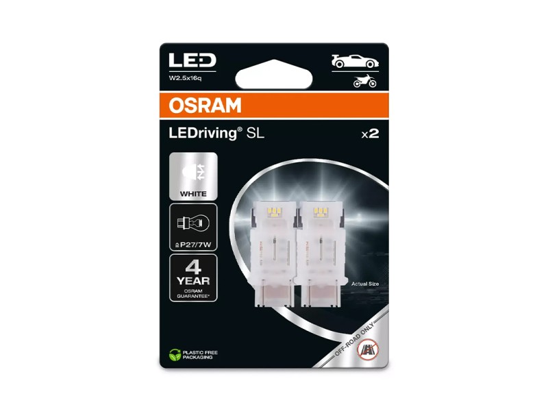 Kit 2 Lámparas LED P27/7W 12V/1.7W OSRAM LEDriving® SL WHITE Blister Kit 2 Lámparas LED P27/7W 12V/1.7W OSRAM LEDriving® SL WHITE Blister