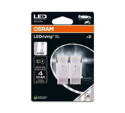 Kit 2 Lâmpadas LED P27/7W 12V/1.7W OSRAM LEDriving® SL WHITE