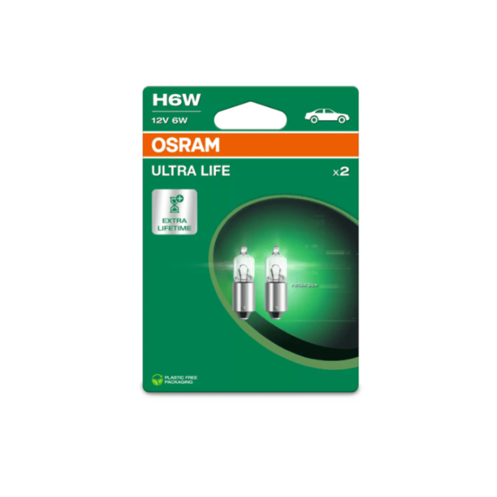 Kit 2 Lâmpadas H6W 12V/6W OSRAM Ultra Life® Blister