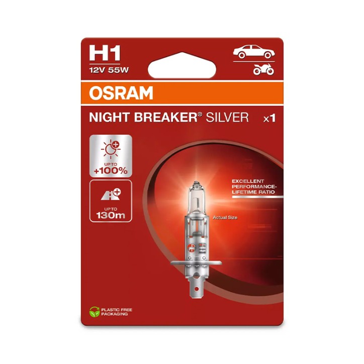 Lámpara H1 12V/55W OSRAM Night Breaker® Silver Blister