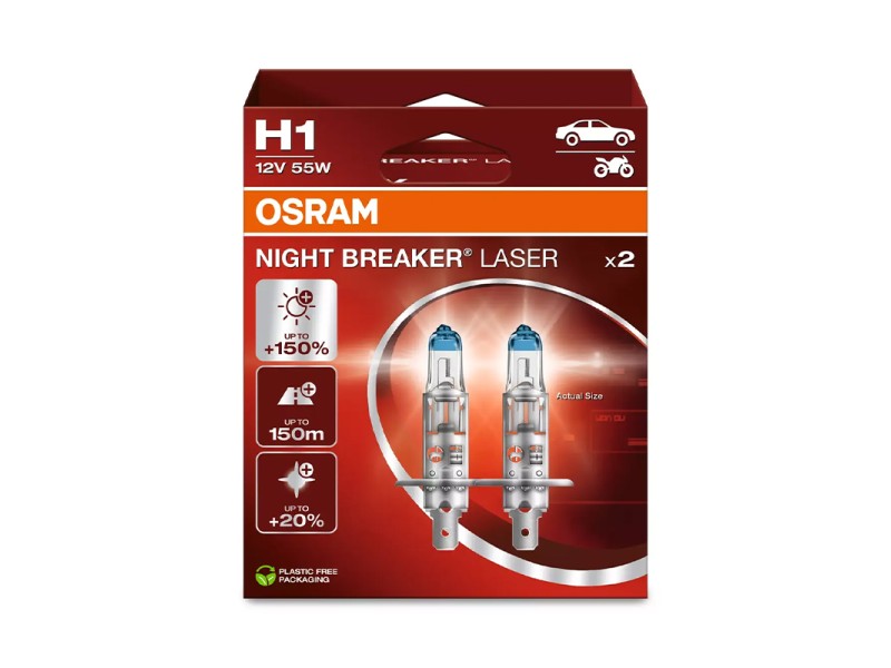 Kit 2 Lampes H1 12V/55W OSRAM Night Breaker® Laser HB Kit 2 Lampes H1 12V/55W OSRAM Night Breaker® Laser HB