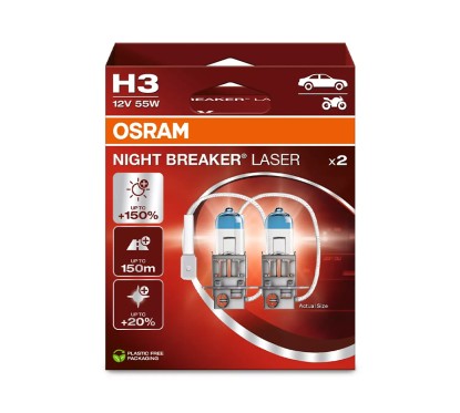 Kit 2 Lampes H3 12V/55W OSRAM Night Breaker® Laser HB