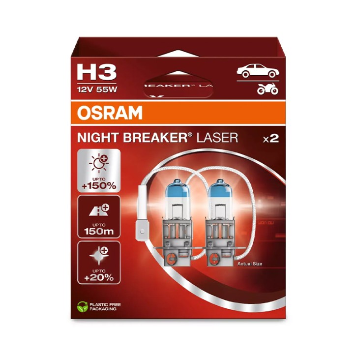 Kit 2 Lampes H3 12V/55W OSRAM Night Breaker® Laser HB