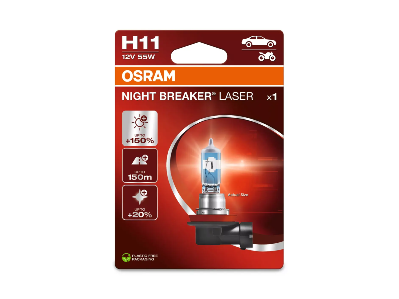 Lâmpada H11 12V/55W OSRAM Night Beaker® Laser Blister Lâmpada H11 12V/55W OSRAM Night Beaker® Laser Blister