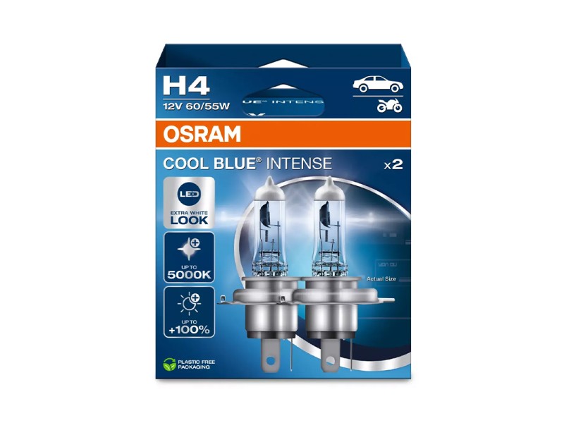 Kit 2 Lâmpadas H4 12V 60/55W OSRAM Cool Blue Intense® NEXT GEN HB Kit 2 Lâmpadas H4 12V 60/55W OSRAM Cool Blue Intense® NEXT GEN HB