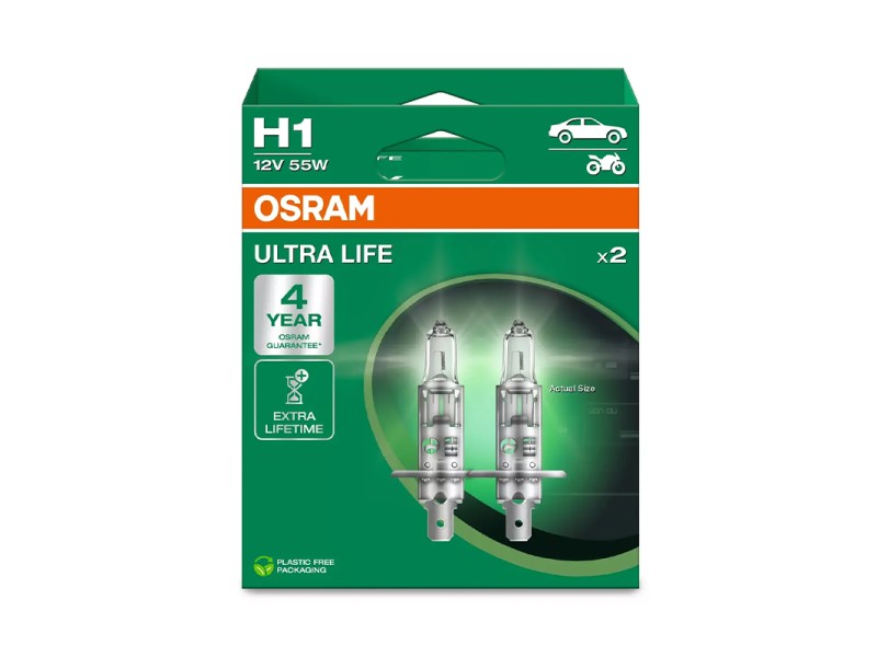 Kit 2 Lâmpadas H1 12V/55W OSRAM Ultra Life® HB Kit 2 Lâmpadas H1 12V/55W OSRAM Ultra Life® HB