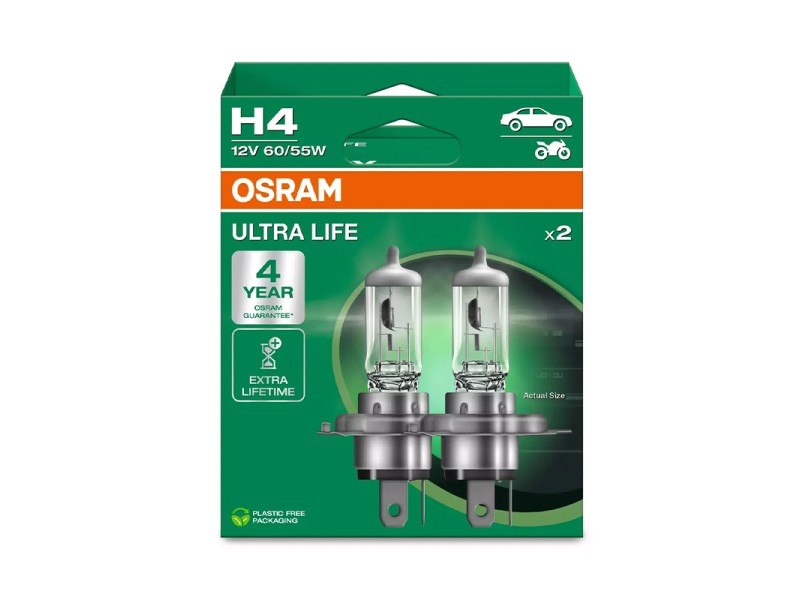 Kit 2 Lamps H4 12V 60/55W OSRAM Ultra Life® HB Kit 2 Lamps H4 12V 60/55W OSRAM Ultra Life® HB