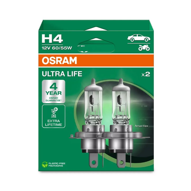 Kit 2 Lámparas H4 12V 60/55W OSRAM Ultra Life® HB