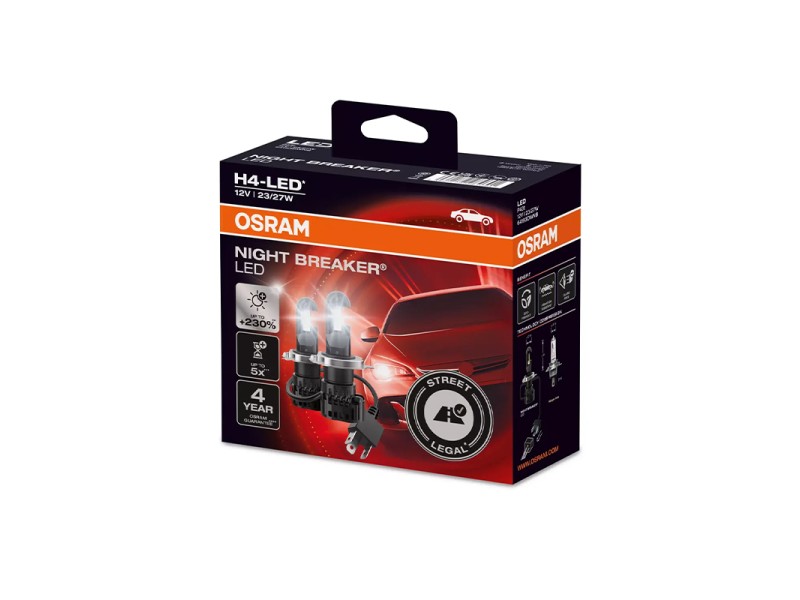 Kit 2 Lámparas LED H4 12V/27W OSRAM Night Breaker LED Kit 2 Lámparas LED H4 12V/27W OSRAM Night Breaker LED