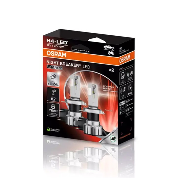 Kit 2 Lampes LED H4 12V 20/19W OSRAM Night Breaker LED SMART