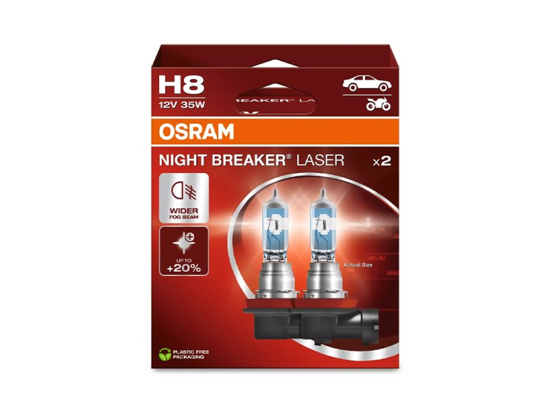 Kit 2 Lámparas H8 12V/35W OSRAM Night Beaker® Laser HB Kit 2 Lámparas H8 12V/35W OSRAM Night Beaker® Laser HB