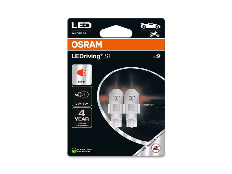 Kit 2 Lampes LED W16W 12V/1.4W OSRAM LEDriving® SL RED Blister Kit 2 Lampes LED W16W 12V/1.4W OSRAM LEDriving® SL RED Blister