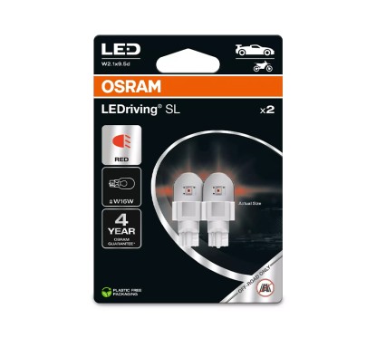 Kit 2 Lâmpadas LED W16W 12V/1.4W OSRAM LEDriving® SL RED Blister