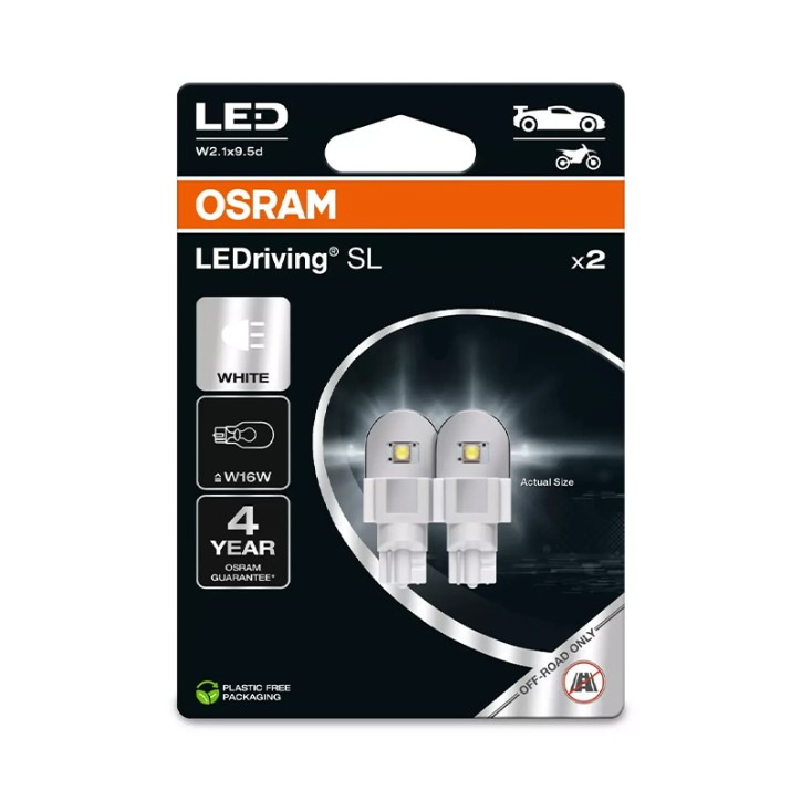 Kit 2 Lâmpadas LED W16W 12V/2W OSRAM LEDriving® SL WHITE Blister