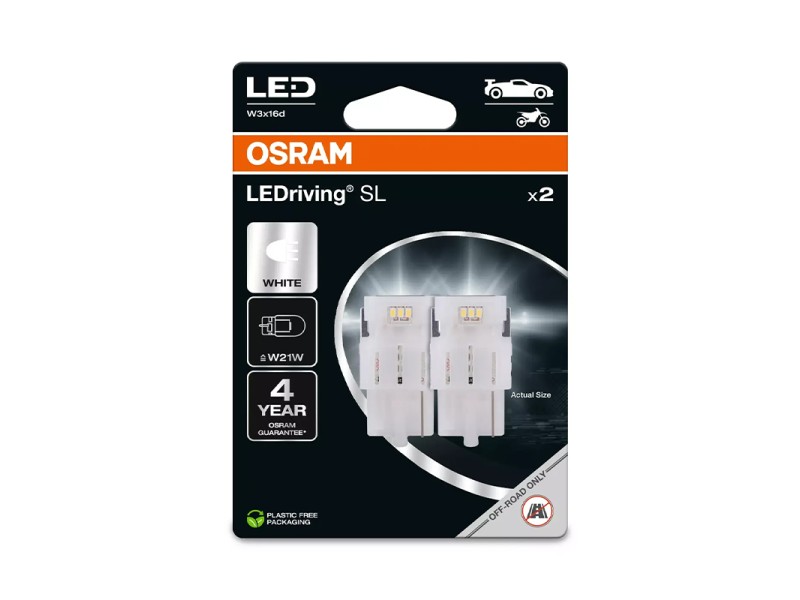 Kit 2 Lampes LED W21W 12V/1.4W OSRAM LEDriving® SL WHITE Blister Kit 2 Lampes LED W21W 12V/1.4W OSRAM LEDriving® SL WHITE Blister