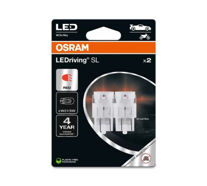 Kit 2 Lâmpadas LED W21/5W 12V/1.7W OSRAM LEDriving® SL RED Blister