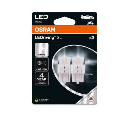 Kit 2 Lâmpadas LED W21/5W 12V/1.7W OSRAM LEDriving® SL WHITE Blister